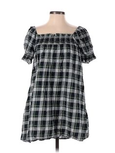 American Eagle Outfitters Casual Dress Size: Small Gray Dresses - used. 100% COTTON, Square, Checkered/Gingham, Short, Short sleeves | American Eagle Outfitters Casual Dress: Gray Checkered/Gingham Dresses - Used - Size Small Casual Cotton Plaid Dress With Short Sleeves, Casual Short Sleeve Plaid Dress With Ruffles, Square Neck Cotton Plaid Dress, Black Cotton Short Sleeve Plaid Dress, Black Short Sleeve Cotton Plaid Dress, Casual Cotton Plaid Dress With Ruffles, Black Plaid Cotton Dress With Short Sleeves, Casual Plaid Dress With Square Neck, Casual Gingham Cotton Mini Dress