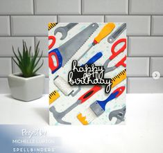 a birthday card with tools on it