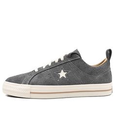 Converse One Star Pro Vintage Suede Low 'Cyber Grey Champagne' A02948C (SNKR/Skate/Unisex/Low Top/Non-Slip/Wear-resistant/Shock-absorbing) Converse Low-top Vintage Sneakers, Converse Cons One Star, Gray Low-top Leather Skate Shoes, Converse One Star Tan, Converse One Star Pro Black & White Suede Skate Shoes, Converse One Star, Vintage Suede, One Star, Skate Shoes