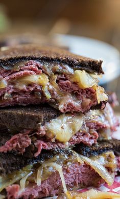 a close up of a sandwich on a plate