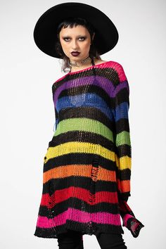 Mens Highlights, 2010 Fashion, Rainbow Sweater, Spring Sweater, Gothic Outfits, Over The Rainbow, Rainbow Stripes, Knitwear Women, The Rainbow