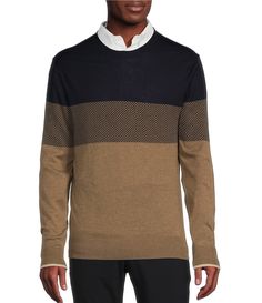 From Daniel Cremieux Signature&#x2C; this sweater features:Colorblock patternCrew necklineRibbed trimPullover construction100% Supima cottonMachine wash/tumble dryImported. Mens Luxury Fashion, Supima Cotton, Dillard's, Dark Navy, Knit Sweater, Color Blocking, Color Block, Men Sweater, Long Sleeve