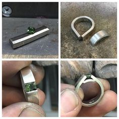 Sleek low-profile lines for this sultry green Aussie sapphire... #platinum #greensapphire #bespoke #handmade #jewellery #canberra #madeincanberra #custommade #australiansapphire #progresspic #canberrajewellers #wip #harryrosejewellery Silversmithing Jewelry, Soldering Jewelry, Jewelry Techniques, Ring Stone, Keepsake Jewelry, Stone Setting, Jewelry Making Tutorials, Jewelry Tools, Artistic Jewelry