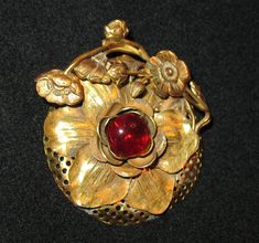 1920s Brooch Art Nouveau Pin 1920s Brass Antique Flower Pin | Etsy Antique Red Brooch As Gift, Vintage Red Wedding Brooches, Antique Red Wedding Brooch, Antique Red Brooches As Gift, Antique Red Brooches As A Gift, Antique Red Brooches For Gift, Handmade Vintage Red Brooches, Vintage Flower Brooch For Evening, Vintage Handmade Brooch For Evening