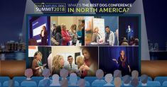 a group of people standing in front of a screen with the words summit 2018 in north america