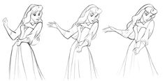 some sketches of princesses from disney's sleeping beauty