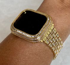 Custom Gold Apple Watch Band Crystal Baguettes & or Apple Watch Cover Lab Diamond Baguette Bezel Case 40mm 44mm 41mm 45mm Apple Watch Cover, Gold Apple Watch Band, Custom Apple Watch Bands, Apple Band, Gold Apple Watch, Diamond Baguette, Gold Apple, Ceramic Watch, Apple Watch Case