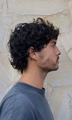 Permed Hairstyles Guys, Medium Men’s Curly Haircut, Thick Wavy Haircuts Men, Curly Curtains Men, Long Mens Haircut Curly, Men S Long Curly Haircut, Curly Hair Wolf Cut Men, Perm Reference, Mod Haircut Curly