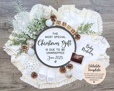 EDITABLE Christmas Pregnancy Announcement, Digital Holiday Baby Announcement Template, Gender Neutral, Social Media December Baby Reveal by PearceAvenueDesigns on Etsy Holiday Baby Announcement, Baby Announcement Template, Pregnancy Announcement Template, December Baby, Pregnancy Announcement Photos, Expecting Twins, Christmas Pregnancy Announcement, Christmas Pregnancy, Expecting Parents