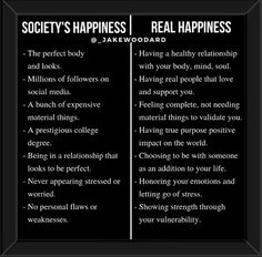 a poster with the words society's happiness and real happiness