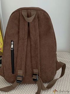 BirdinBag - Versatile Letter Patch Backpack for Students: Ideal for College, University, High School, Travel & Outdoors Casual Brown Portable Backpack, Casual Brown Backpack, Brown Bags With Zipper Pocket For Back To School, Brown Portable Backpack For School, Patch Backpack, Backpack Patches, Travel Outdoors, Style Preppy, College University