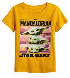 NWT 2t star wars mandalorian baby yoda boys girls top tee t shirt collectible birthday movie night   star wars movie by disney mandalorian baby yoda yellow   green tee spring summer fall    brand new with tags   short sleeve    character  novelty print on it    boys girls unisex fall back to school   matching sister brother sizes twins triplets avl Birthday Movie Night, The Mandalorian Grogu, Star Wars Graphic Tees, Yoda Shirt, Mandalorian Grogu, Matching Sisters, Star Wars Yoda, Boys Graphic Tee, Star Wars Baby