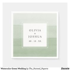 a watercolor wedding card with the words,'ohlivia and joshua'on it