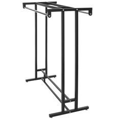 a black metal rack with two bars attached to the top and bottom of each rack