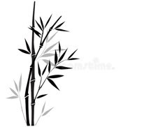 black and white bamboo plant with leaves royalty illustration