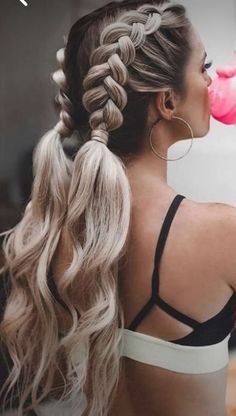 Beauty Secrets On How To Grow Hair Fast Unveiled Dutch Pigtail Braids, Dutch Braid Hairstyles, Sport Hair, Pigtail Braids, Game Day Hair, Fast Hairstyles, Sports Hairstyles, Athletic Hairstyles, Hoco Hair Ideas