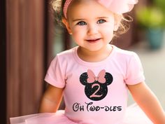 Minnie Mouse Oh-Twodles 2nd birthday shirt, girls birthday shirt, girls 2nd birthday, Minnie mouse birthday Get it fast! Order's ship in 1-4 days including Saturdays. Handmade with love in my little boutique in Michigan. On Etsy since 2018 maintaining a five star rating for quality and excellent customer service! Add her name and number to the back for free! If you don't want in personalized just leave it blank and there will not be a design on the back only the front.  This adorable little t-sh Oh Twodles Birthday Girl, Twodles Birthday Shirt, 2nd Birthday Minnie Mouse, Minnie Mouse 2nd Birthday, Oh Twodles, Twodles Birthday, Minnie Mouse Birthday Outfit, Birthday Minnie Mouse, Matching Birthday Shirts