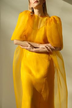 Bridesmaid Dress. Marigold Dress. Simple Modern Dress With Sleeves. Sheer Organza. Puff Sleeves. Garden Wedding - Etsy Marigold Bridesmaid Dress, Organza Puff Sleeves, Marigold Dress, Dress With Sleeves, Iconic Dresses, Dress Simple, Silk Organza, Modern Dress, Kimonos