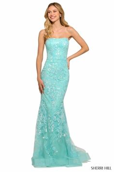 Viennese Ball, Teal Prom Dresses, Portia And Scarlett, Fitted Gowns, Straight Across Neckline, Sherri Hill Prom, Sherri Hill Prom Dresses, Green Prom, Ellie Wilde