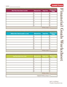 the printable financial worksheet is shown in two different colors and font,