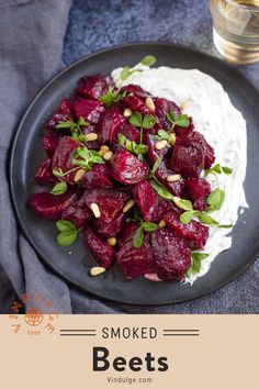 Smoked Beets and greens with a creamy goat cheese ranch on a plate. Smoked Beets, Beets With Goat Cheese, Grilled Beets, Grilled Tuna Steaks, Creamy Goat Cheese, Goat Cheese Recipes, Fresh Beets