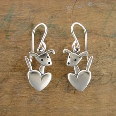 Pocket Pup Earrings - Sterling Silver Dog Earrings - Dog with Heart Earrings Dog With Heart, Silver Dog, Chic Rings, Heart Pocket, Dog Earrings, Online Shop Accessories, Heart Dangle Earrings, Etsy Earrings Dangle, Heart On