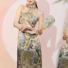 Beth and Brian Qipao-YE New Chinese style ( 新中式 ), artificial silk midi Qipao Blue Cheongsam, Black Cheongsam, Qipao Pattern, Qipao Wedding, Red Qipao, Chinese Qipao, Cheongsam Modern, Modern Qipao, Chinese Cheongsam