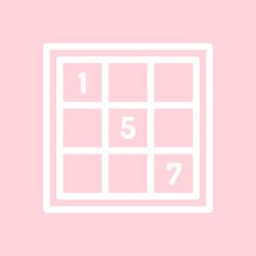 a white square with the number five on it in front of a pink background that reads 1, 5, 7