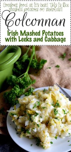 a plate with mashed potatoes and broccoli on it