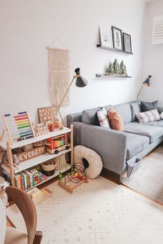 the living room is clean and ready to be used as a playroom for children