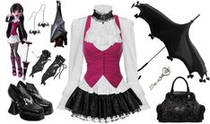 Monster High Outfits Draculaura, Black Draculaura Cosplay, Monster High Inspired Outfits Draculaura, Draculaura Closet Cosplay, Draculora Outfit Ideas, Draculaura Style Outfit, Draculara Outfits Monster High, Draculaura Cosplay Outfit, Draculara Inspired Fit