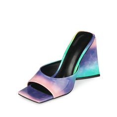 Shop Purple Romantic Starry Sky Open Toe Heel Mule Sandals Block Heel Sandal color Purple for Beach, Going out, Party, Travel with worldwide Free shipping & Free return. Sky Gradient, Heeled Mules Sandals, Block Heel Shoes, Mule Sandals, Heel Sandal, Block Heels Sandal, Starry Sky, Slide Sandals, Heeled Mules