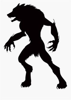 a black and white silhouette of a monster with claws on it's back legs