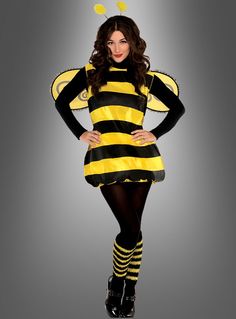 a woman dressed in a bee costume