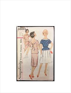 an old fashion sewing pattern with two women in dresses