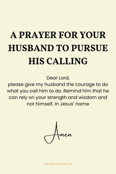 a prayer for your husband to pursue his calling