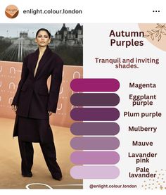 Dark Autumn Purple, Deep Autumn Vs Deep Winter, Deep Autumn Purple, Dark Autumn Color Analysis, Olive Skin Tone Clothes, Deep Autumn Color Palette Outfits, Dark Autumn Palette, Dark Autumn Makeup, True Autumn Outfits