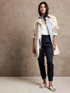 Tencel Cargo Jogger | Banana Republic Factory Dressing Up Joggers Outfits, Cargo Joggers Outfits, Womens Joggers Outfit, Banana Republic Outfits, Long Shirt Outfits, Joggers Outfit Women, Chic Travel Outfit, Silk Joggers