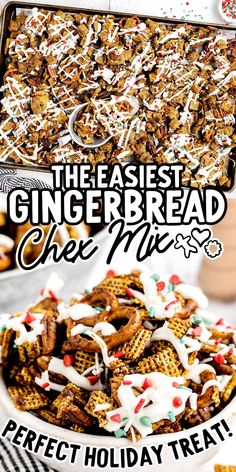 the best gingerbread cheesy mix recipe is in a white bowl with sprinkles on top