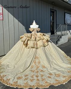 Court Champagne Lace Appliques Ruffels Quinceanera Dress 2024 Ball Gown Off The Shoulder 15 Dress 15 Dresses Quinceanera Charro, Quinceanera Charro, Charro Dress, Charro Quinceanera Dresses, Dress Quinceanera, 15 Dresses Quinceanera, Dresses Quinceanera, Quinceanera Dress, Mexican Dresses