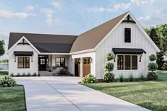 this is a computer rendering of the farmhouse style house plans for small homes in texas