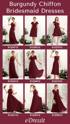 the bridesmaid dresses are all different colors and sizes