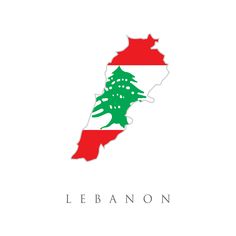 the flag and map of lebanon