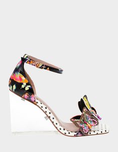 MARLOE BLACK BUTTERFLY - SHOES - Betsey Johnson Artsy Shoes, Butterfly Heels, Betsey Johnson Clothes, Butterfly Shoes, Butterfly Embellishment, Beaded Butterfly, Into Fashion, Spool Heel, Girly Shoes