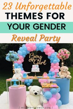 a teddy bear themed birthday party with balloons and decorations