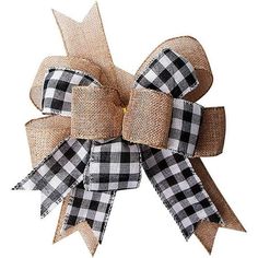 a black and white checkered bow with burlucks on the side,