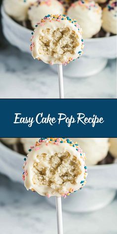 cake pops with white frosting and sprinkles on top