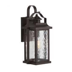 an outdoor wall light that is black