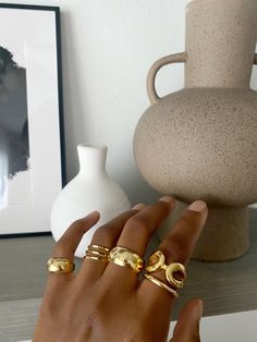 Gold plated brass ring Dome Ring, Classy Jewelry, Jewelry Lookbook, Jewelry Photography, Jewelry Outfit, Domed Ring, Brass Ring, Brass Jewelry, Jewelry Inspo