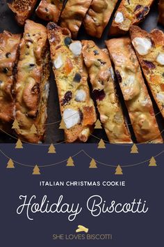 Sliced biscotti on a tray. Fruit Cake Biscotti, Spumoni Biscotti, I Am Baker Recipes, Fruitcake Biscotti, Fig Biscotti, Walnut Biscotti Recipe, Pecan Biscotti Recipe, Christmas Biscotti Recipe, Xmas Biscuits